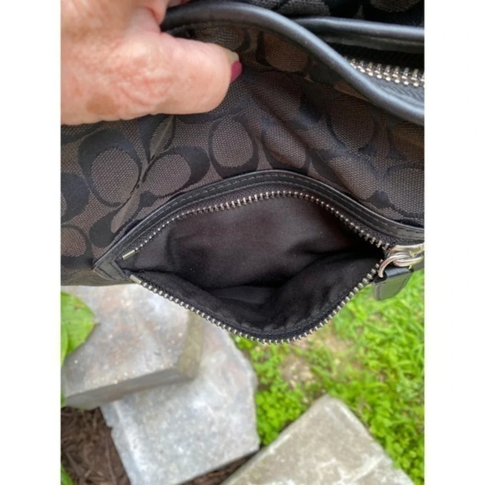 Coach Legacy Signature Duffle‎ Bag Black Jacquard Leather Shoulder Hobo Like New
